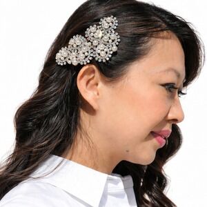 T+J Designs Pearl and Rhinestone Bridal Art Deco Hair Comb *NEW*